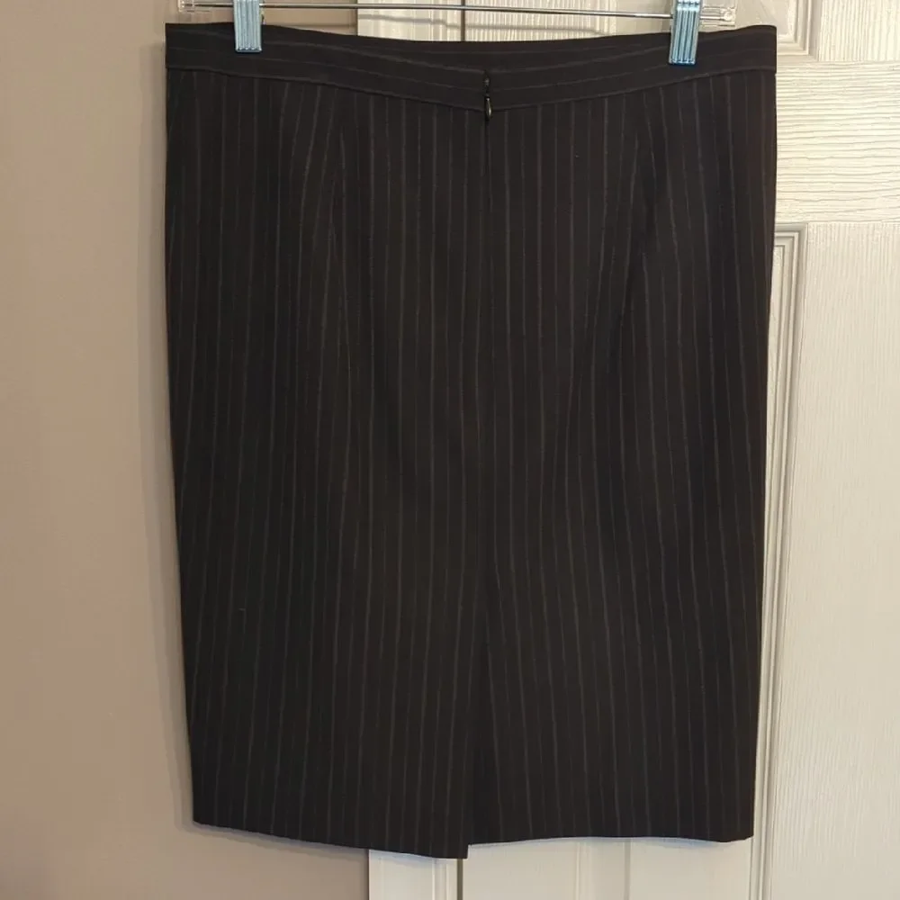 Michael Kors Black Pinstripe Pencil Skirt Work Wear Professional Academia
